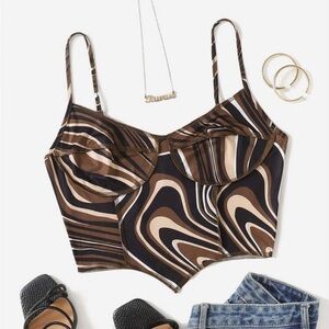 SHEIN Brown and Black Asymmetrical Camisole